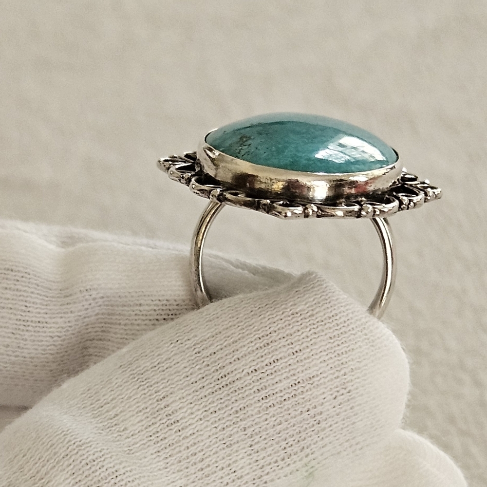 Artisan Turquoise Sterling Silver Ring Sz 7 TGW 13.7 - Picture 2 of 12